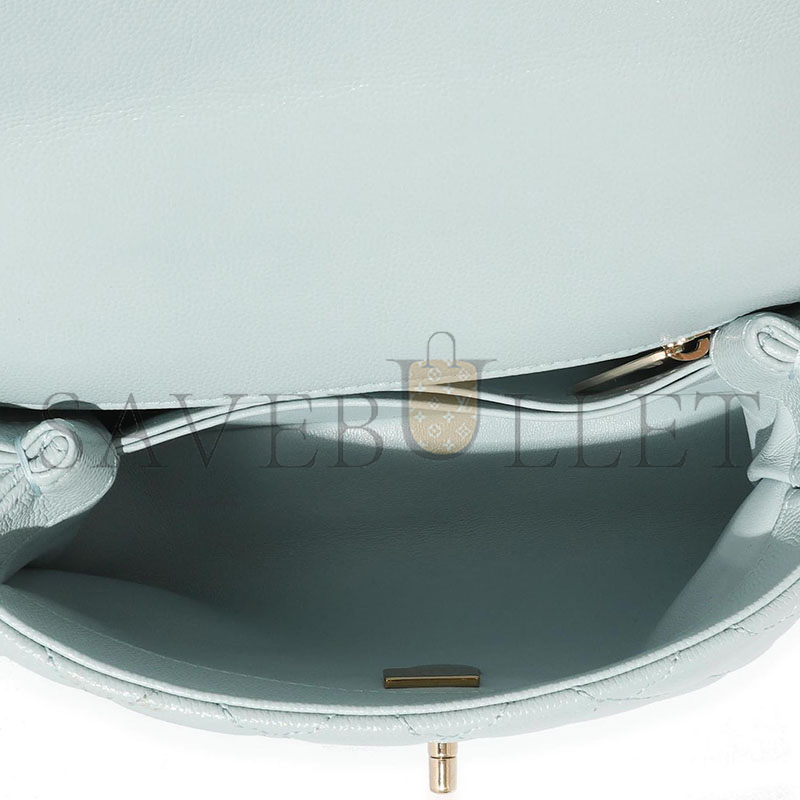 CHANEL QUILTED CAVIAR SMALL COCO TOP HANDLE LIGHT GOLD HARDWARE 410035 (23*14*10cm)